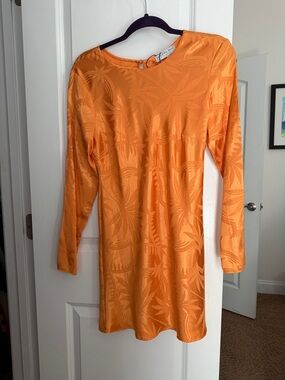 Never Fully Dressed Orange Long Sleeve Shift Dress